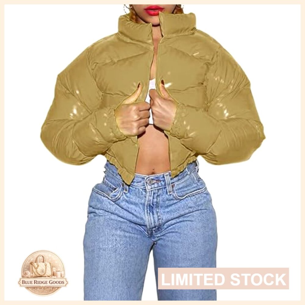 Polyester+Spandex Down Jacket, Stand Collar Slim … - image 2